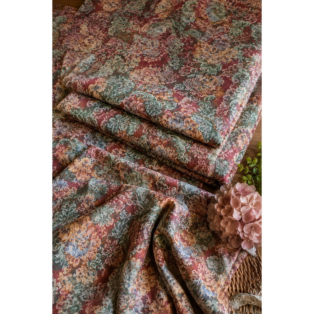 Vintage Floral Damask Tapestry Fabric‎ Jacquard Woven Upholstery 2 Pieces